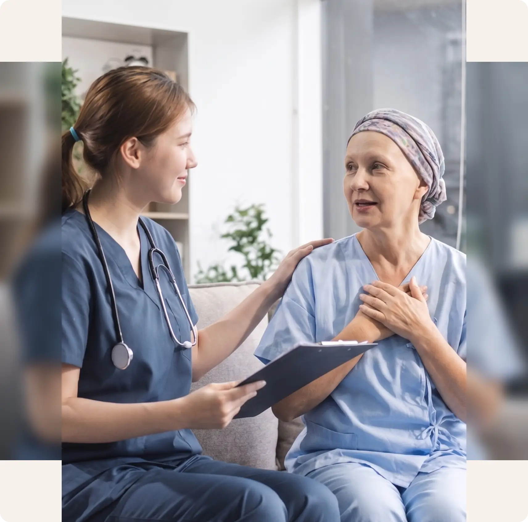 Clinical oncology treatment illustration