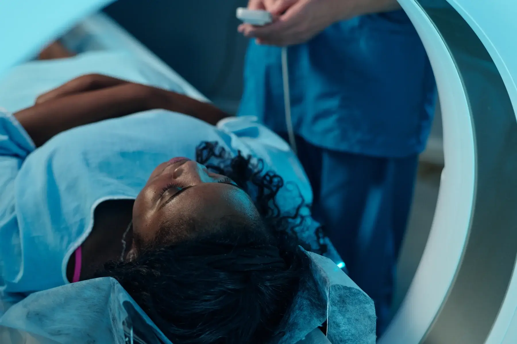 Patient receiving medical imaging scan